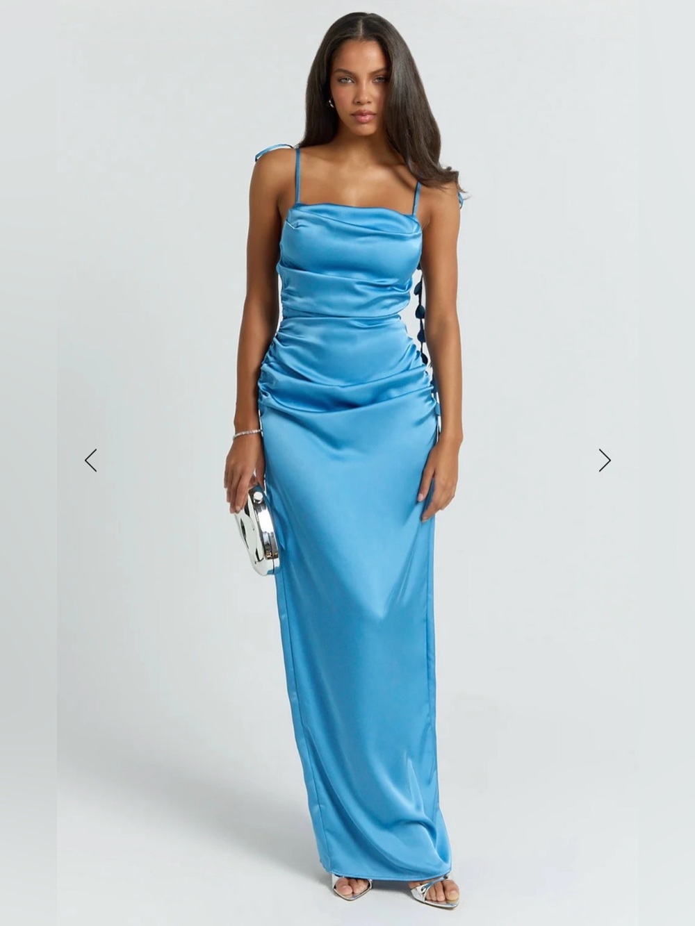 Satin Maxi Dress in Sky Blue🦋